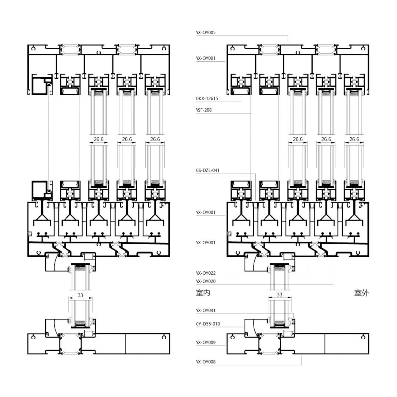 208 Ten-Track Panoramic Thermal Break Suspended Sliding Window