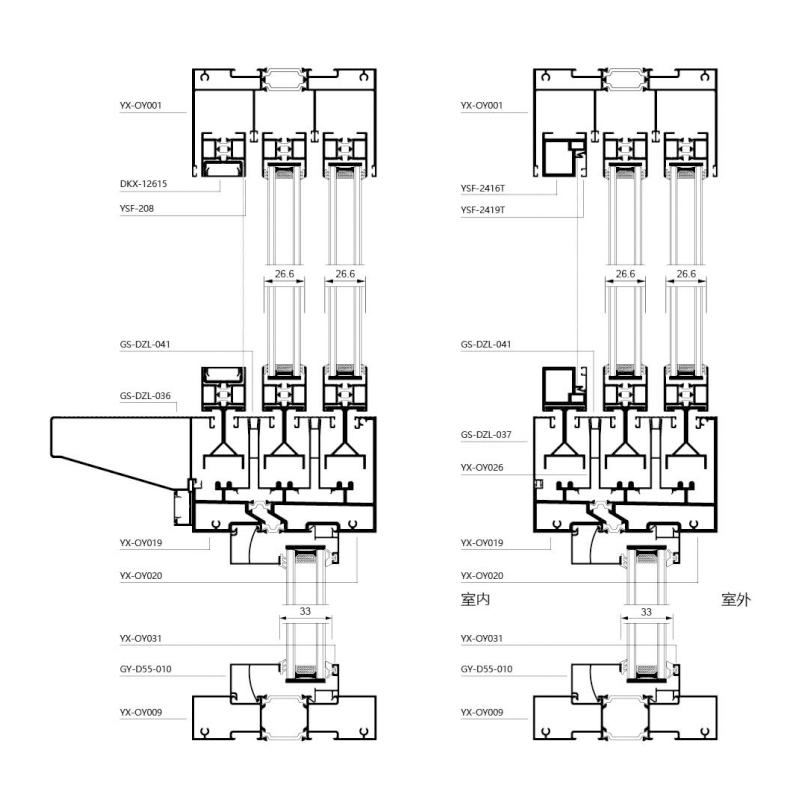 128 Series 6 Tracks Full View Broken Bridge Floating Sliding Window