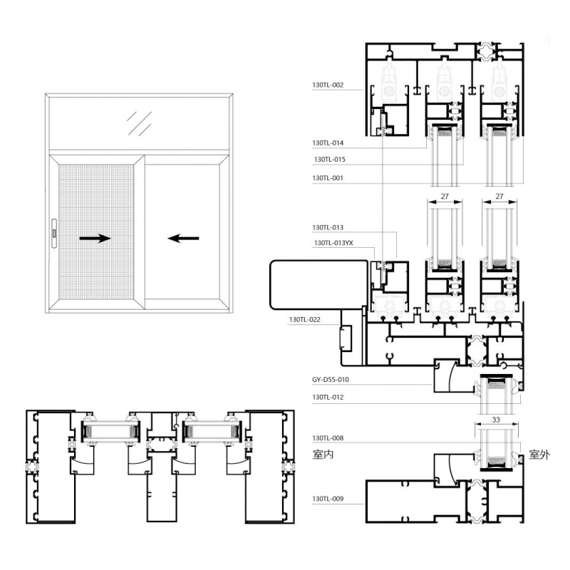 131 Six-Track Full Hidden Panoramic Thermal Break Sliding Window