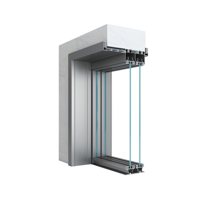 40 Slim Double-Track Sliding Door Aluminium Profiles (Single Glass)